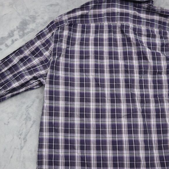 Michael Kors Shirt Mens L Purple Plaid Button Up Long Sleeve Collared Top - Picture 15 of 16